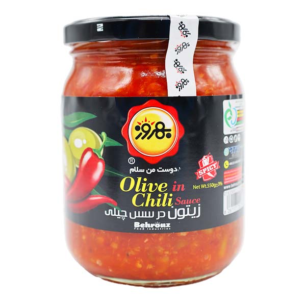 خرید زیتون در سس چیلی 550 گرمی بهروز