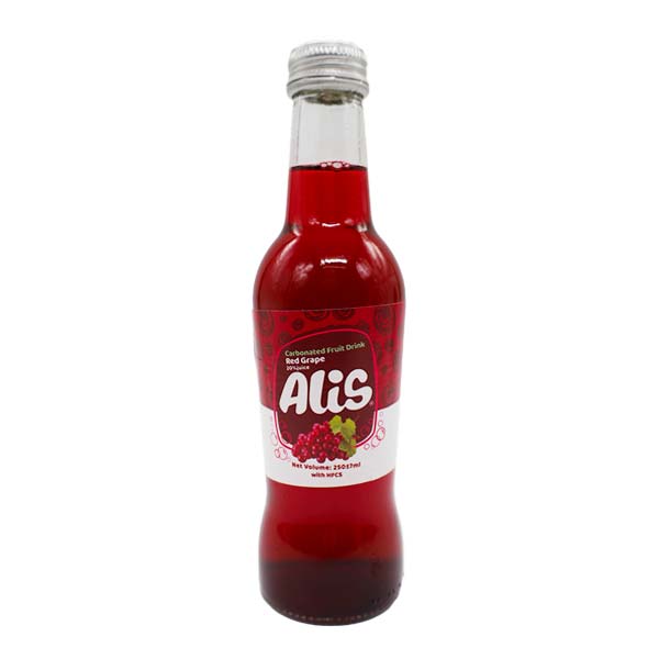 آبمیوه گازدار عالیس با طعم انگور قرمز 250 میلی لیتر شیشه ای