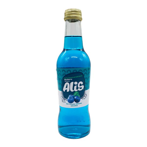 آبمیوه گازدار عالیس با طعم بلوبری 250 میلی لیتر شیشه ای