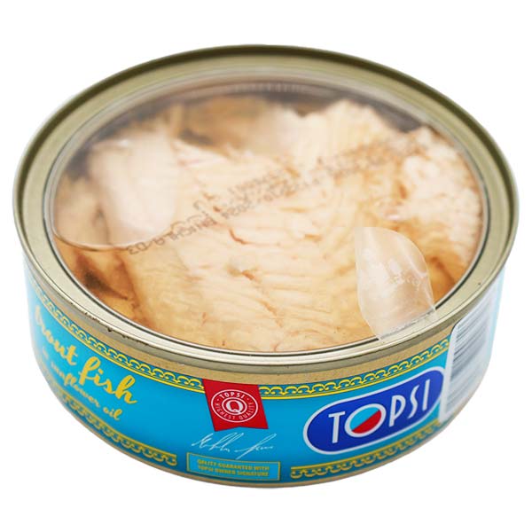 کنسرو ماهی قزل آلا 240 گرم تاپسی درب شفاف