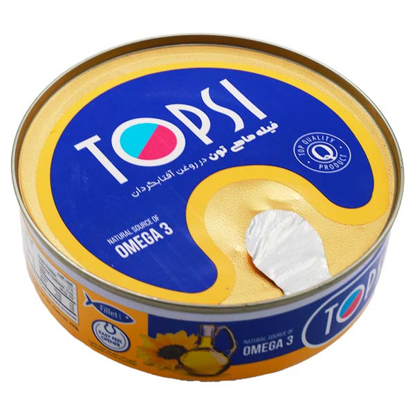 کنسرو فیله ماهی تون 200 گرم تاپسی درب شفاف