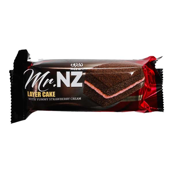 کیک کاکائویی اسفنجی دو لایه با کرم توت فرنگی نظری 75 گرم