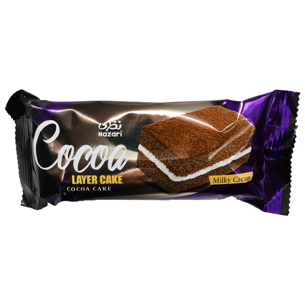 کیک اسفنجی کاکائویی دولایه با کرم شیری 50 گرمی نظری