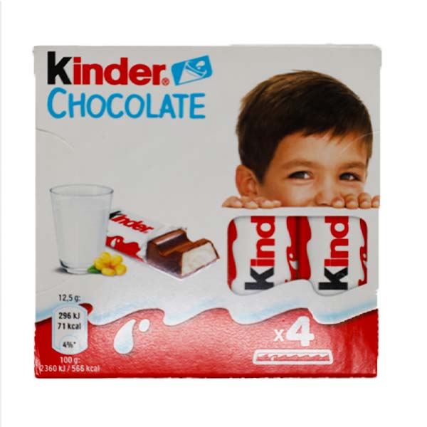 شکلات با مغز کرم شیری 4 تکه ای 50 گرم کیندر
